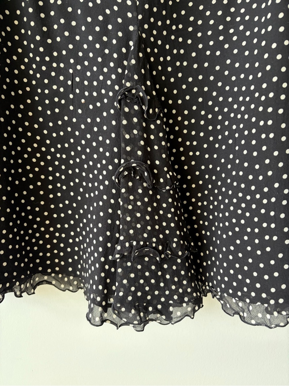 Escada Black and White Polka Dot Midi Skirt with Ruffles - Picture 4 of 7